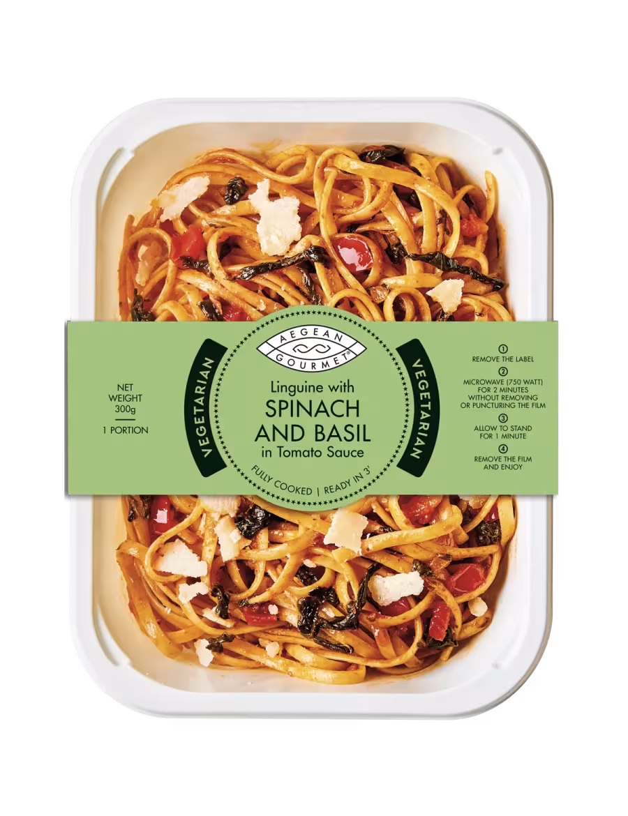 Linguine with SPINACH AND BASIL in Tomato Sauce