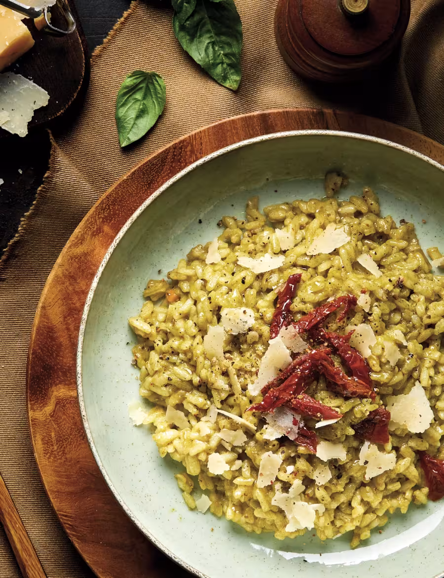 Risotto with BASIL PESTO SAUCE & SUNDRIED TOMATO