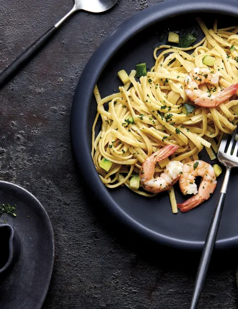 Linguine with Zucchini and SHRIMPS